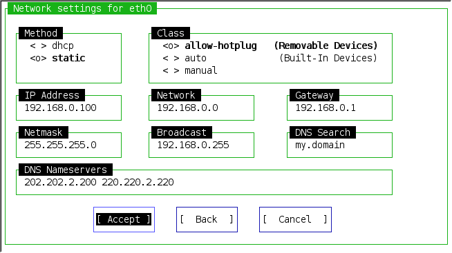 Ceni Network Settings