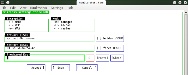 Ceni Wireless Settings