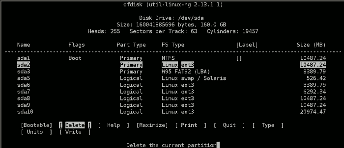 Delete a partition Delete a partition
